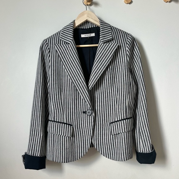 Black and White Blazer Cropped Holt Renfrew Stripes Academia Preppy Jacket Sz 8 - Picture 3 of 11